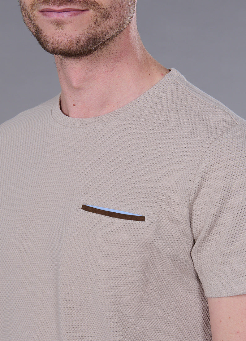 Crew-neck T-shirt, Jerem Ruben cotton jacquard, short sleeves