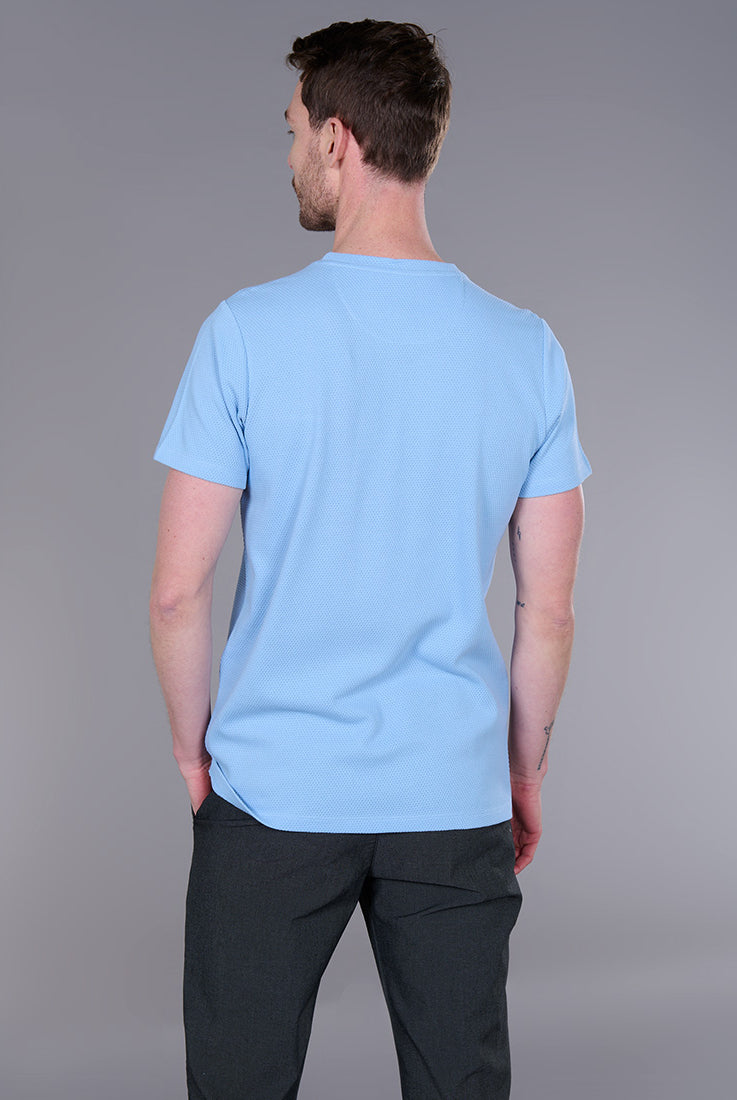 T-shirt col rond en jacquard de coton Ruben Jerem, poche poitrine, manches courtes vue 13