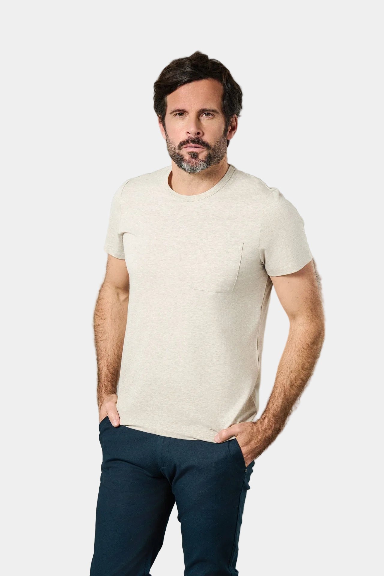 T-shirt col rond avec poche poitrine manches courtes eliot Jerem, poche poitrine, coupe confortable