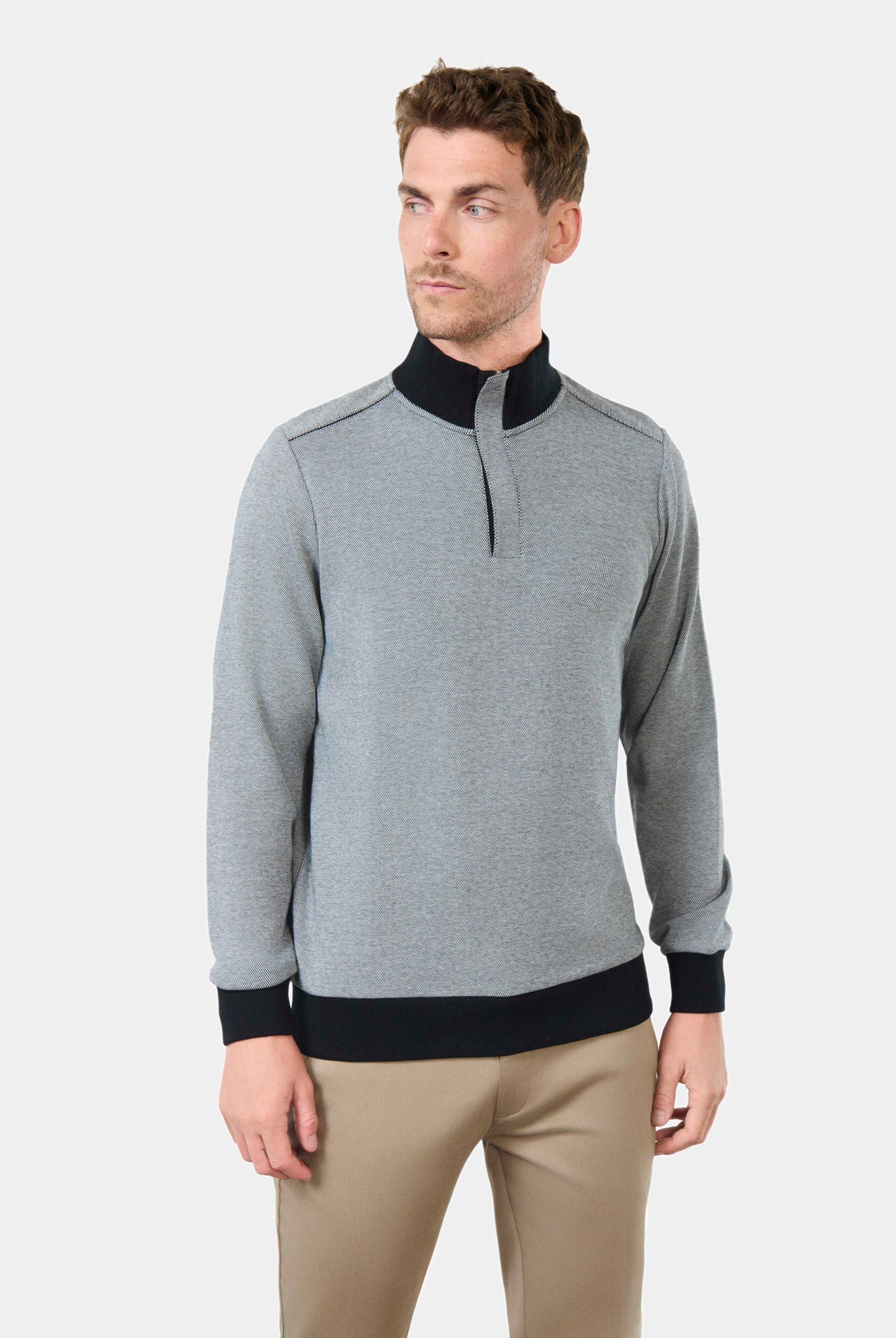 Polo bekot col montant en tissu jacquard Bekot Jerem