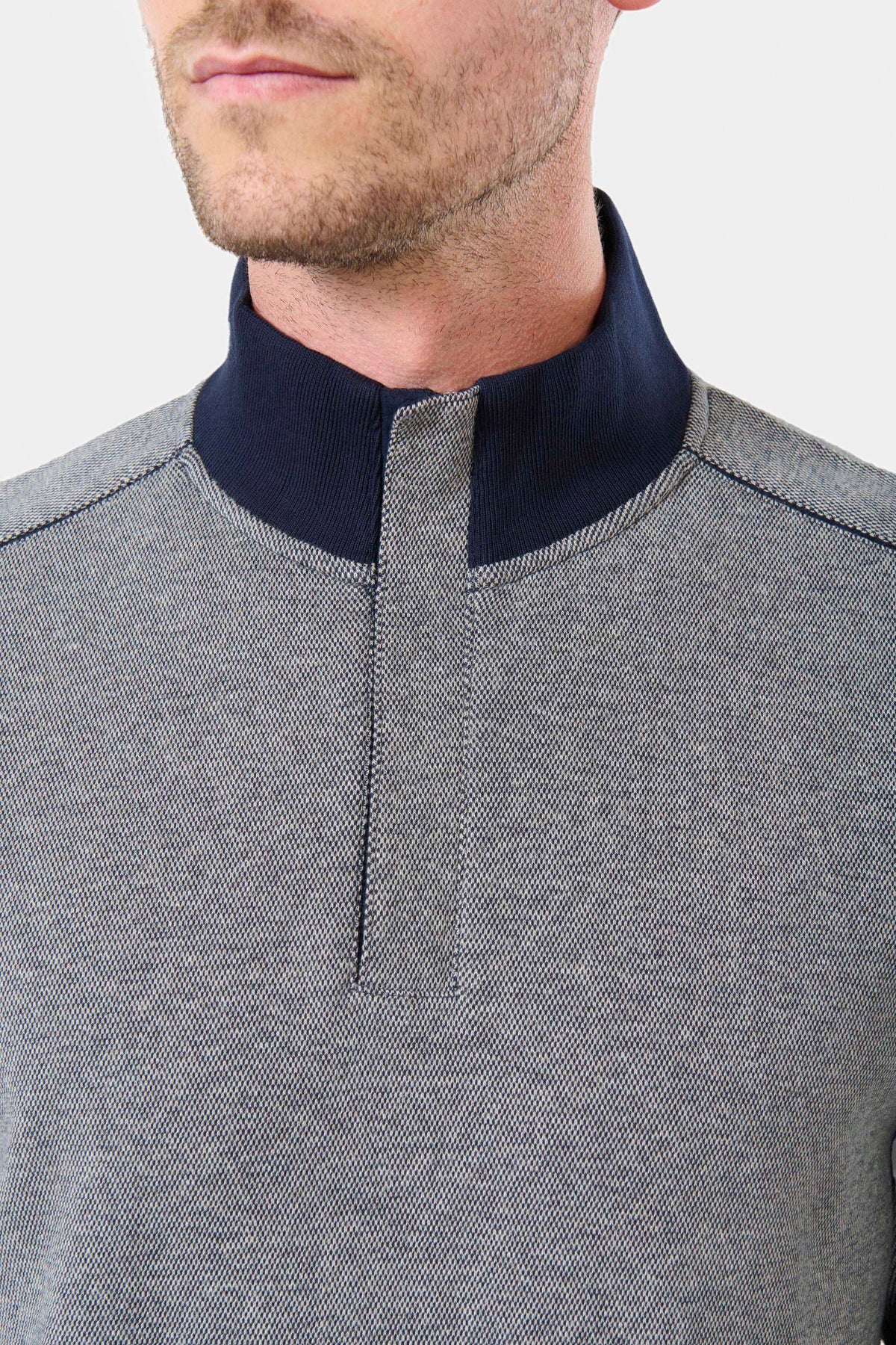 Tissu jacquard Bekot — Polo bekot col montant Jerem