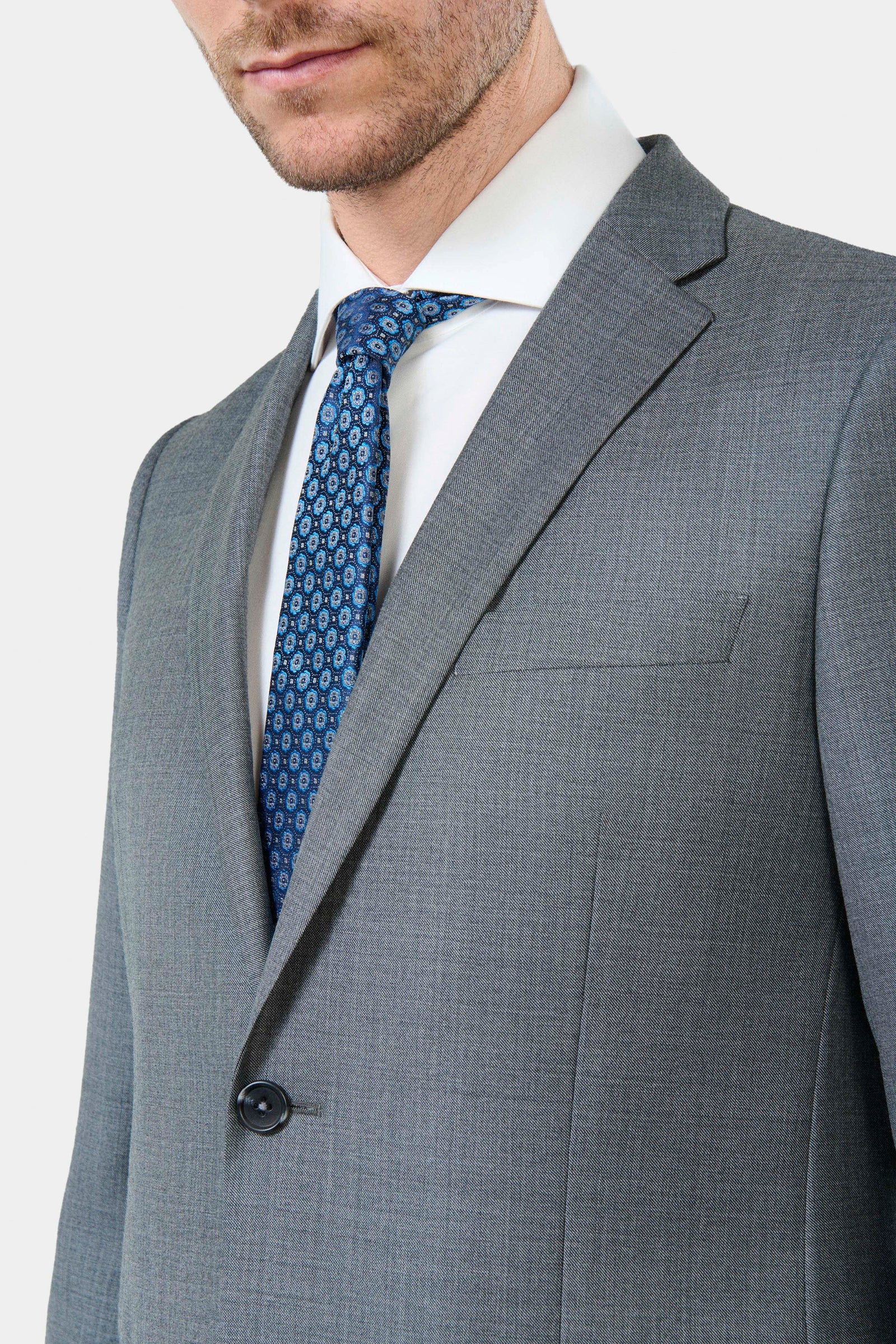 Veste de costume coupe classique, laine mérinos Super 110's Barberis Jerem, simple boutonnage, boutons de poignet