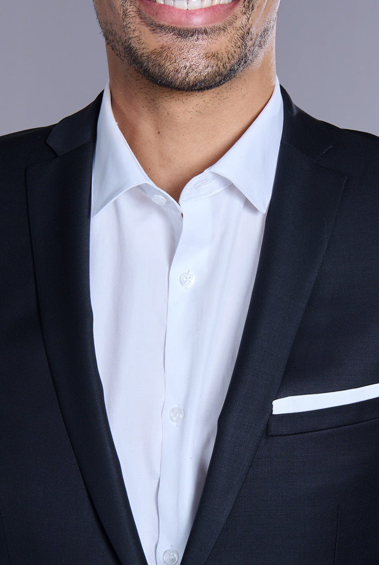 Laine mélangée — Veste de costume ajustée et bi-stretch Jerem, boutons de poignet
