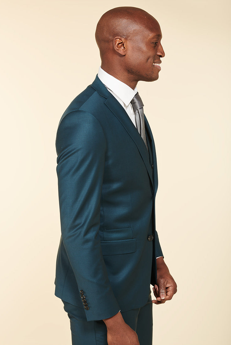 Veste de costume ajustée et bi-stretch, laine mélangée Jerem, fente d'aisance au dos, coupe ajustée