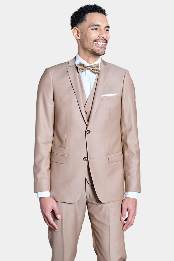 Faux-uni de laine vierge natural stretch — Veste de costume ajustée Jerem, coupe ajustée, entièrement doublée