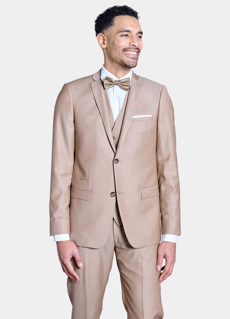 Faux-uni de laine vierge natural stretch — Veste de costume ajustée Jerem, coupe ajustée, entièrement doublée