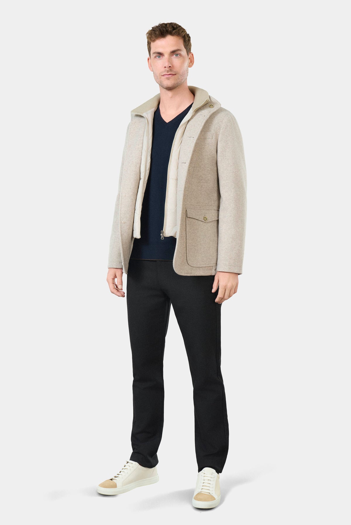Veste de ville poches en maille effet drap de laine, Jerem