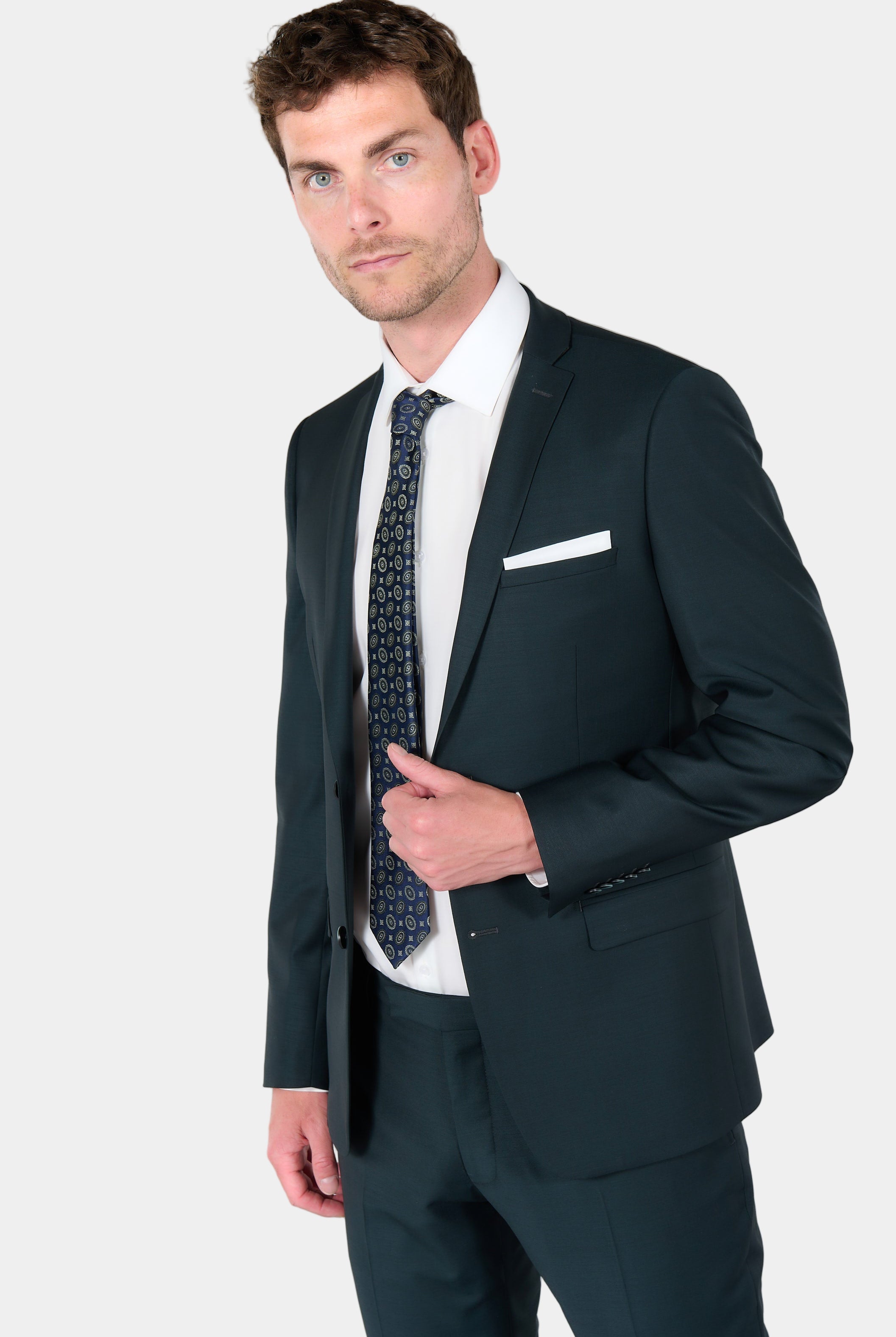 Veste de costume ajustée bi-stretch en laine vierge mélangée Jerem, entièrement doublée, simple boutonnage, boutons de poignet