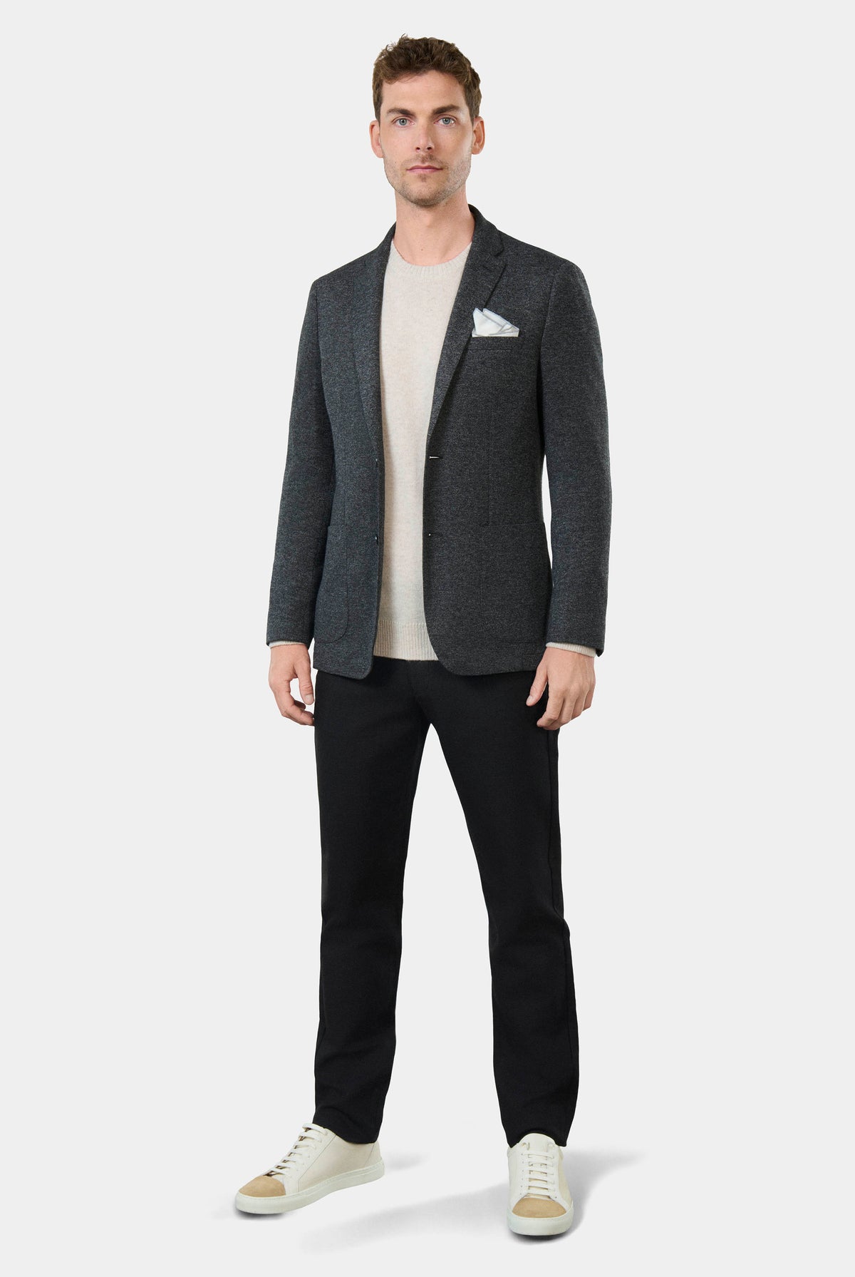 Maille piquée chinée — Veste de ville poches Jerem, boutons de poignet, double fente d'aisance