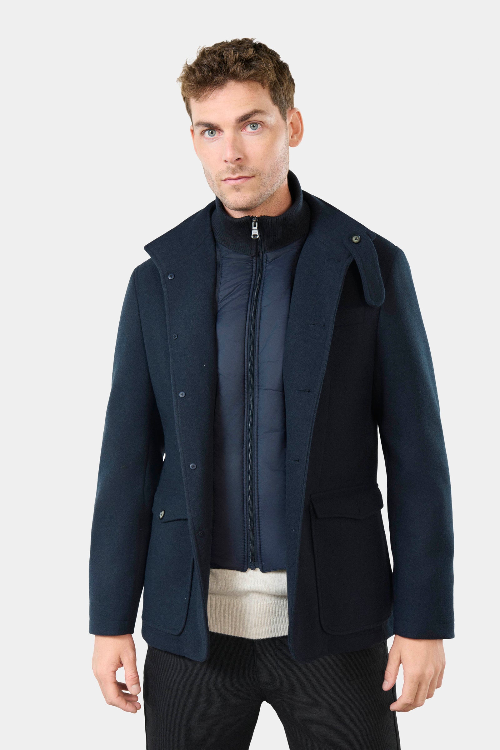 Veste de ville poches, drap de laine Jerem, boutons de poignet, double fente d'aisance