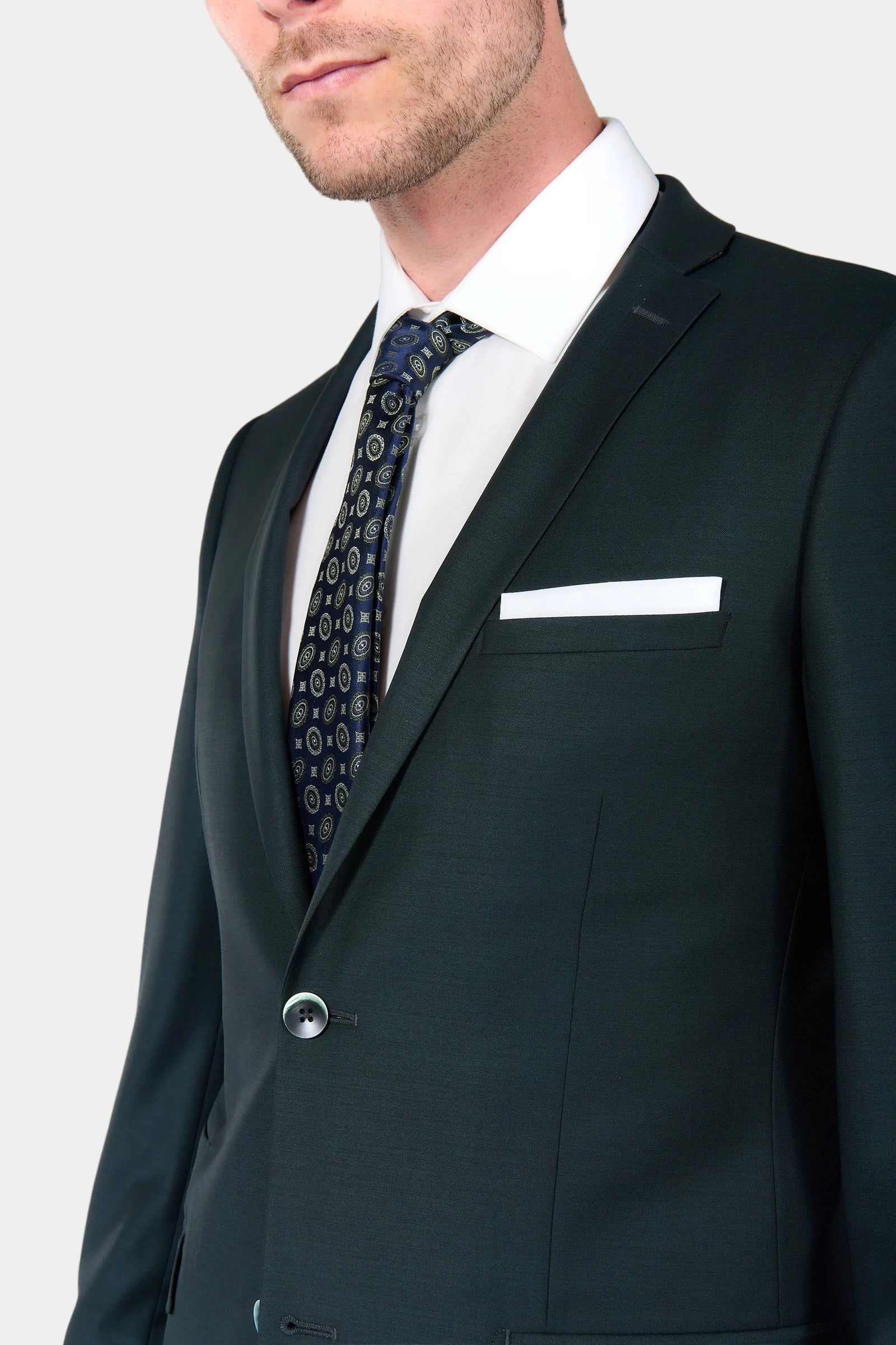 Veste de costume ajustée bi-stretch, laine vierge mélangée Jerem, simple boutonnage, boutons de poignet