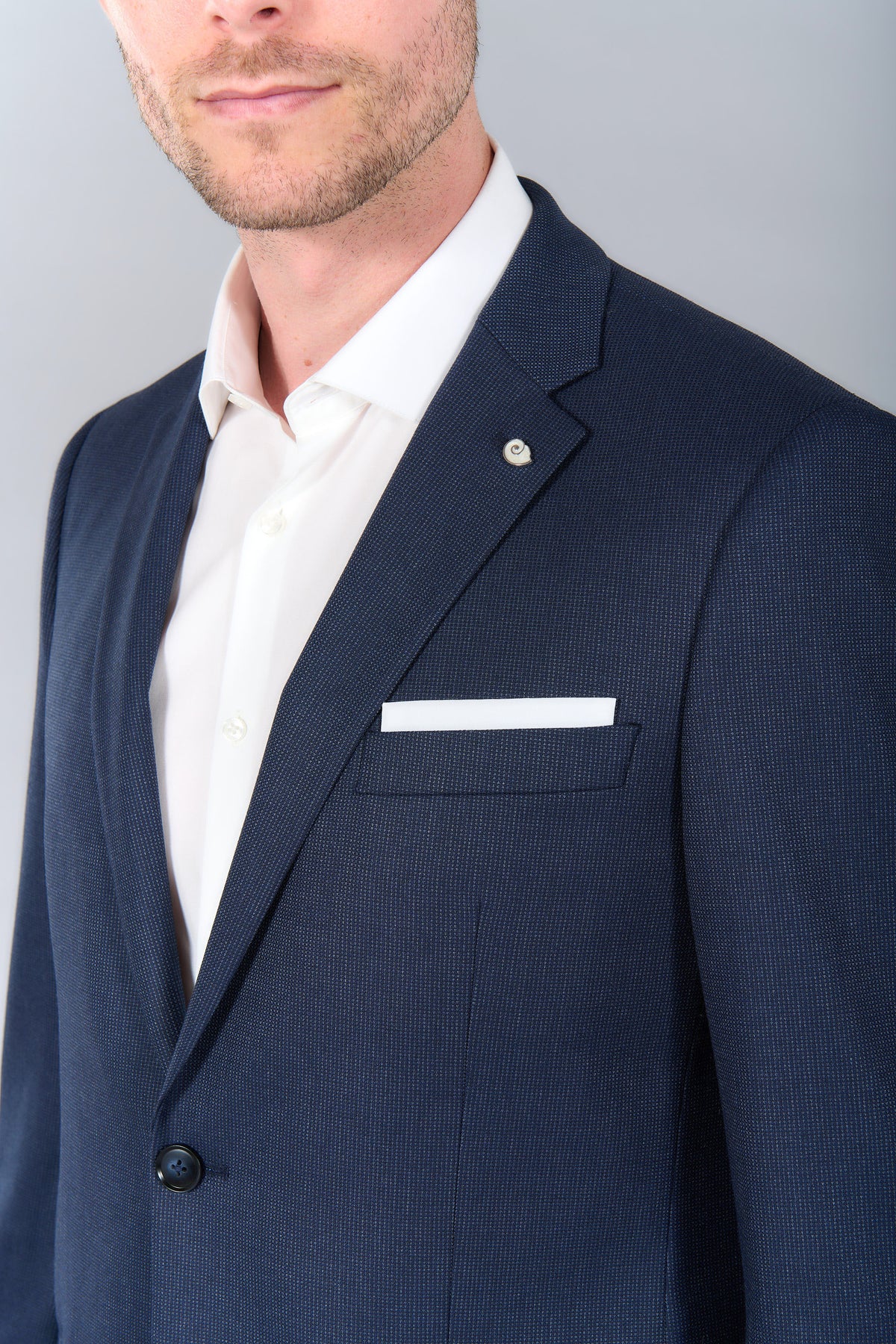 Faux-plain etamine — Jerem classic suit jacket, Italian pockets, chest pocket