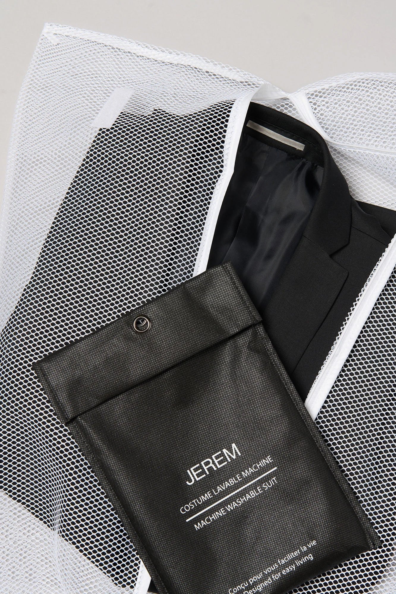 Jerem — Veste de costume lavable en laine vierge mélangée bi-stretch sergé teint en fil — réf. 99SJEOBWASHB-43108