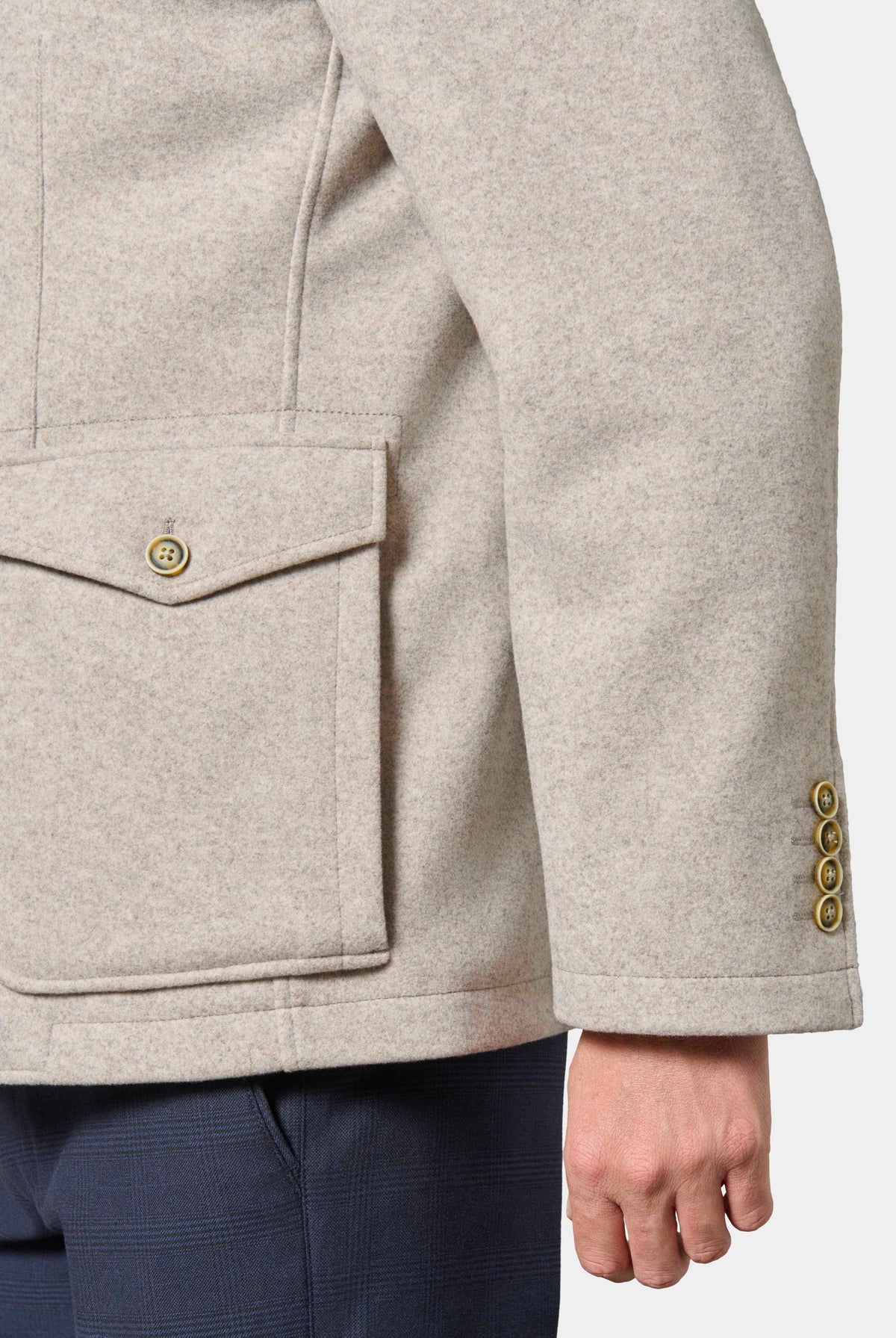 Maille effet drap de laine — Veste de ville poches Jerem, double fente d'aisance, coupe ajustée