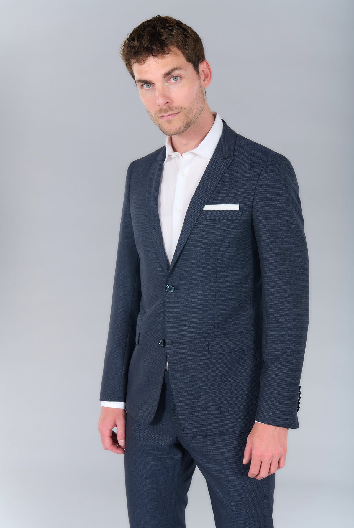 Veste de costume ajustée et stretch motif subtile Jerem, simple boutonnage, boutons de poignet