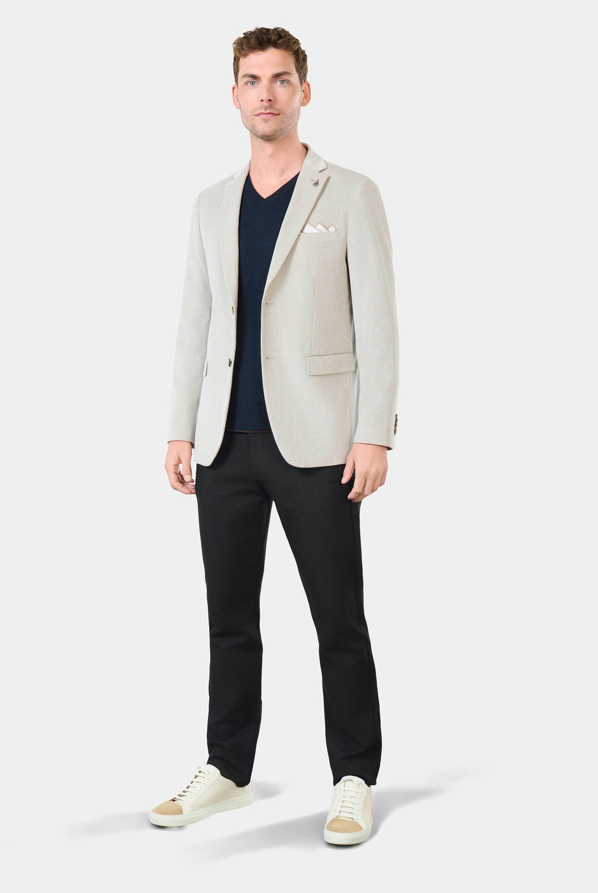 Velours ciselé — Veste de ville semi-ajustée Jerem, simple boutonnage, boutons de poignet