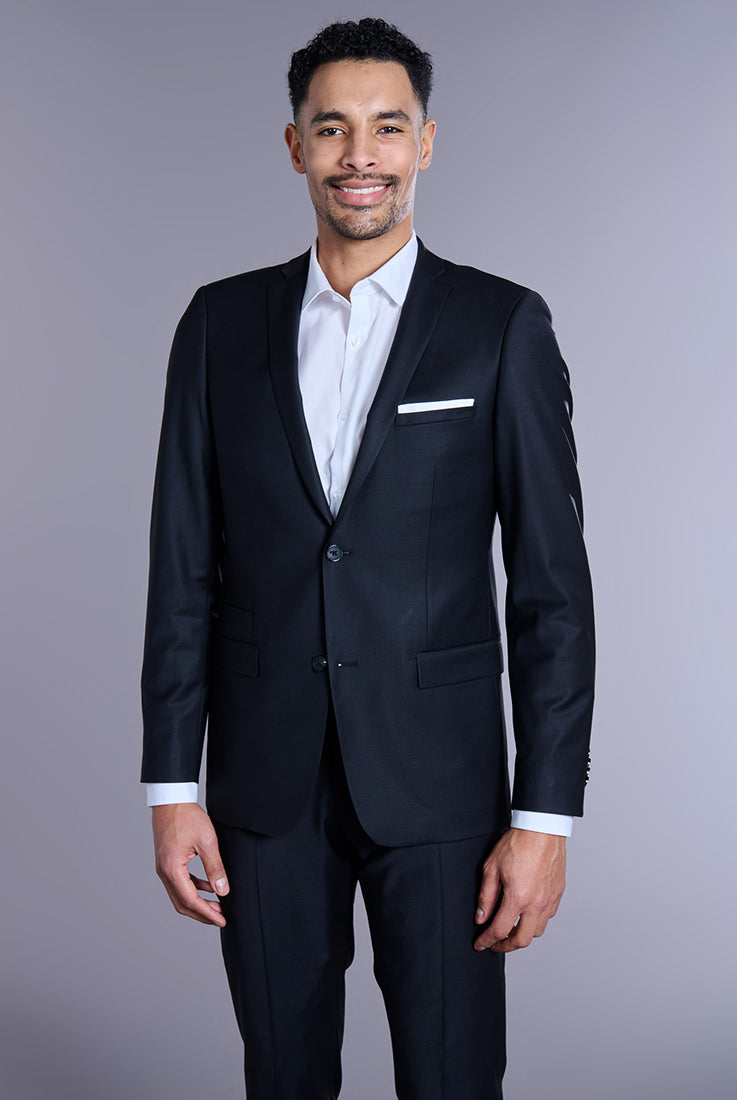 Veste de costume ajustée et bi-stretch, laine mélangée Jerem, boutons de poignet