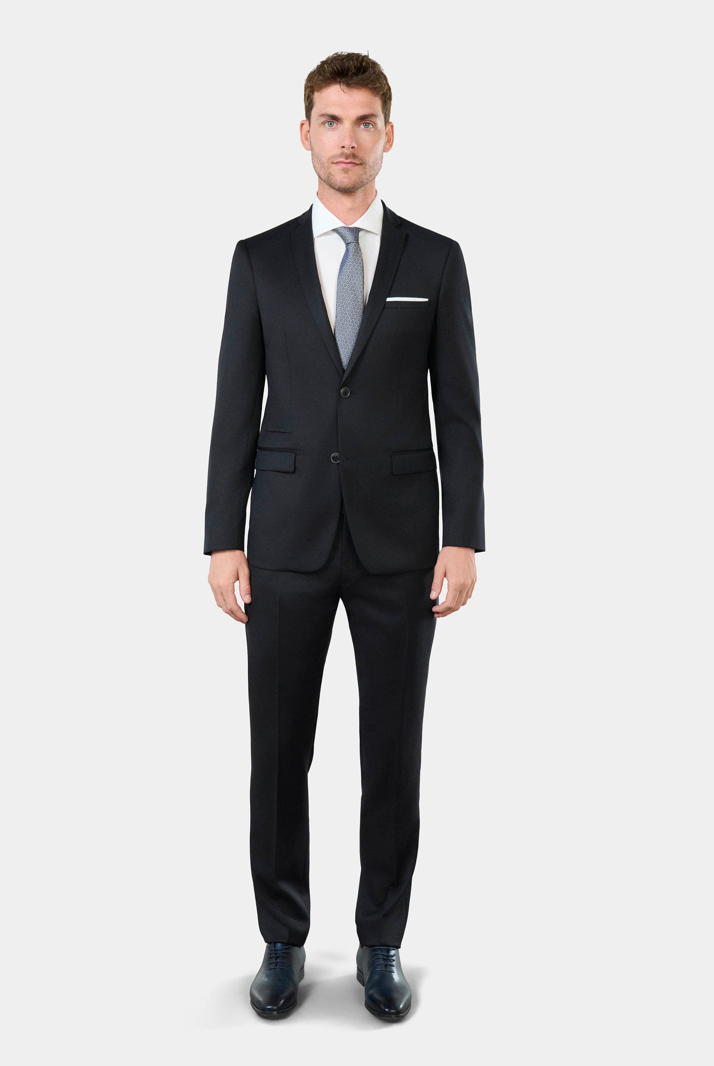 Veste de costume ajustée, laine vierge Super 120's « Natural stretch » Jerem, fente d'aisance au dos, coupe ajustée