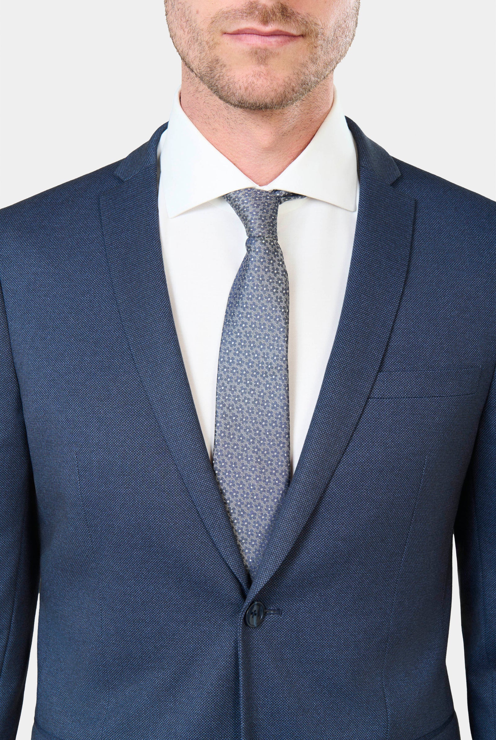 Jersey recyclé imprimé — Veste de costume extra-slim Jerem, boutons de poignet, poche poitrine