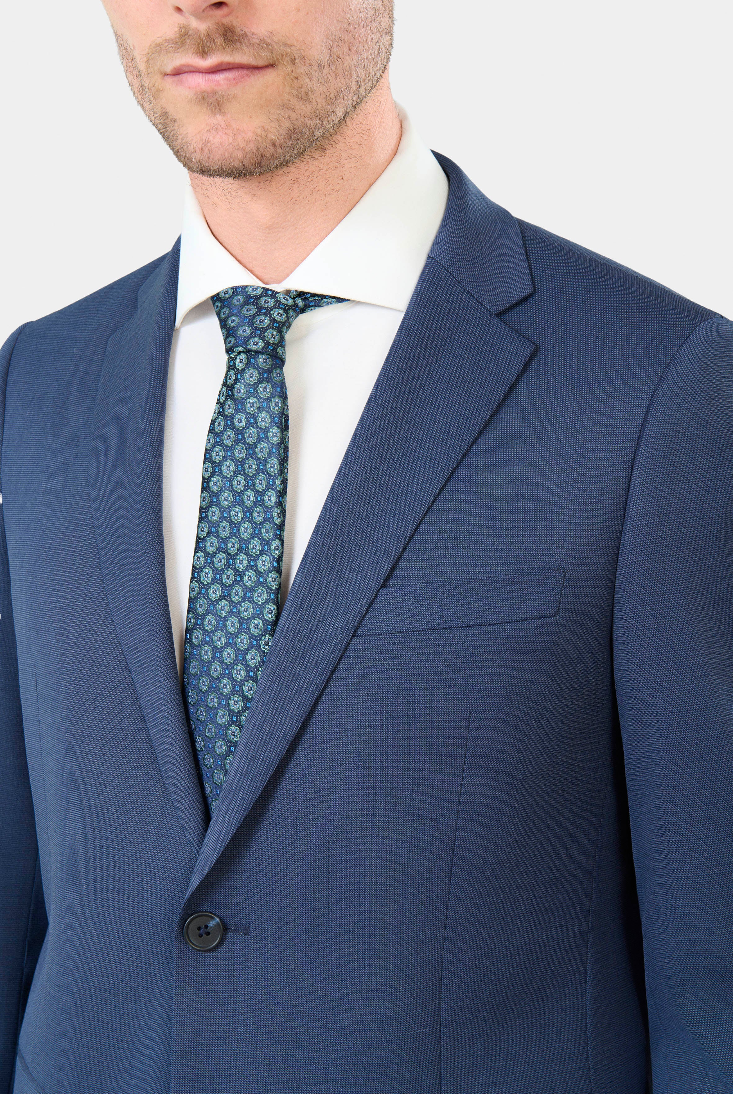 Laine vierge mélangée — Veste de costume lavable coupe classique Jerem, poches passepoilées à rabat, poche poitrine
