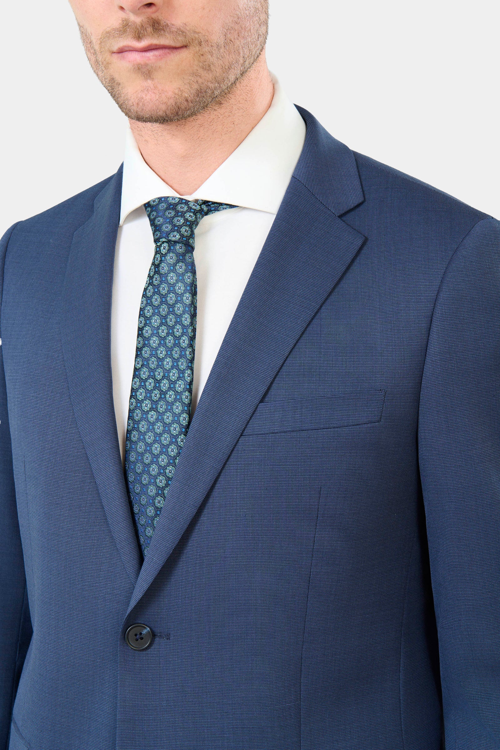 Laine vierge mélangée — Veste de costume lavable coupe classique Jerem, poches passepoilées à rabat, poche poitrine