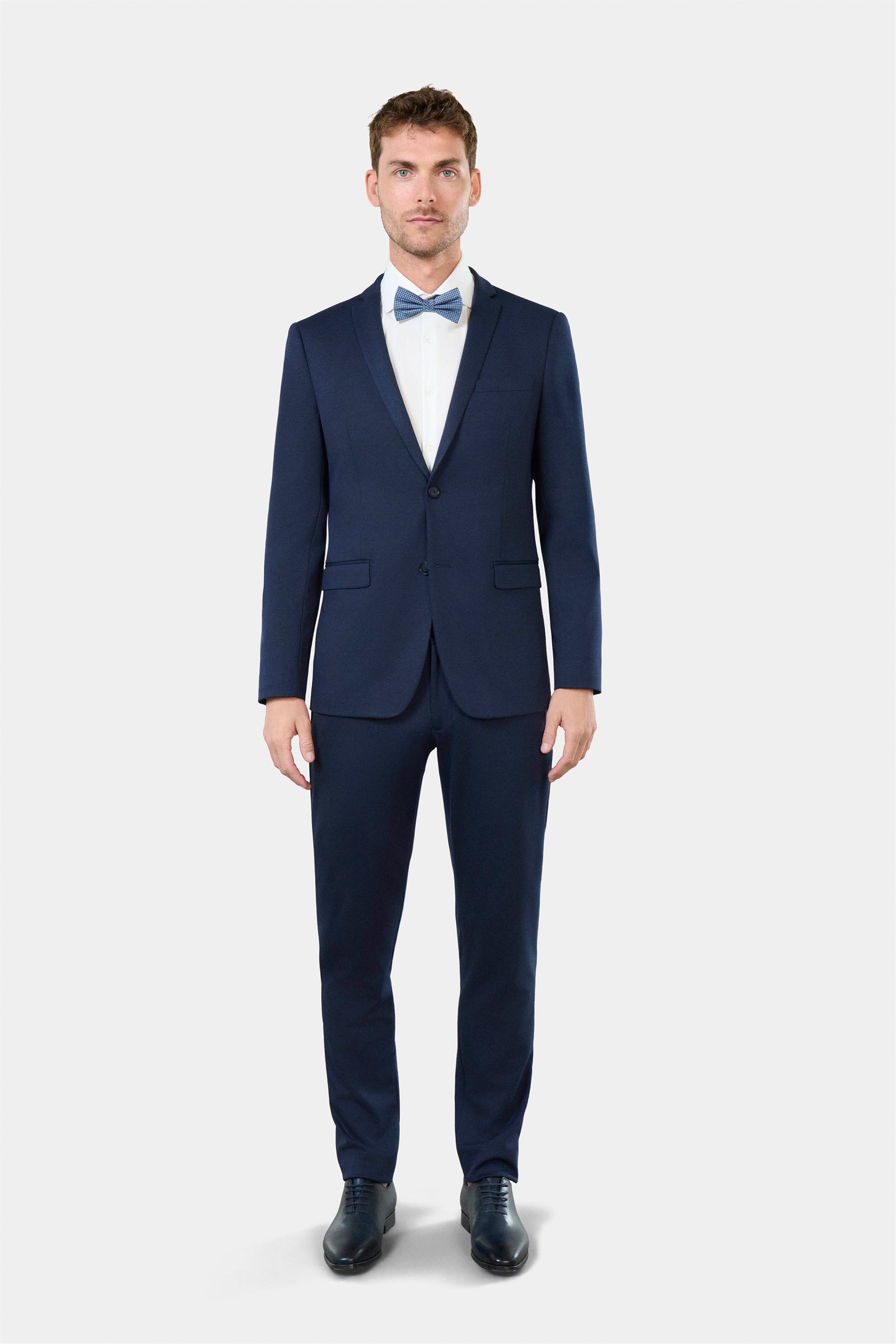 Veste de costume extra-slim, jersey teint en fil Jerem, simple boutonnage, boutons de poignet