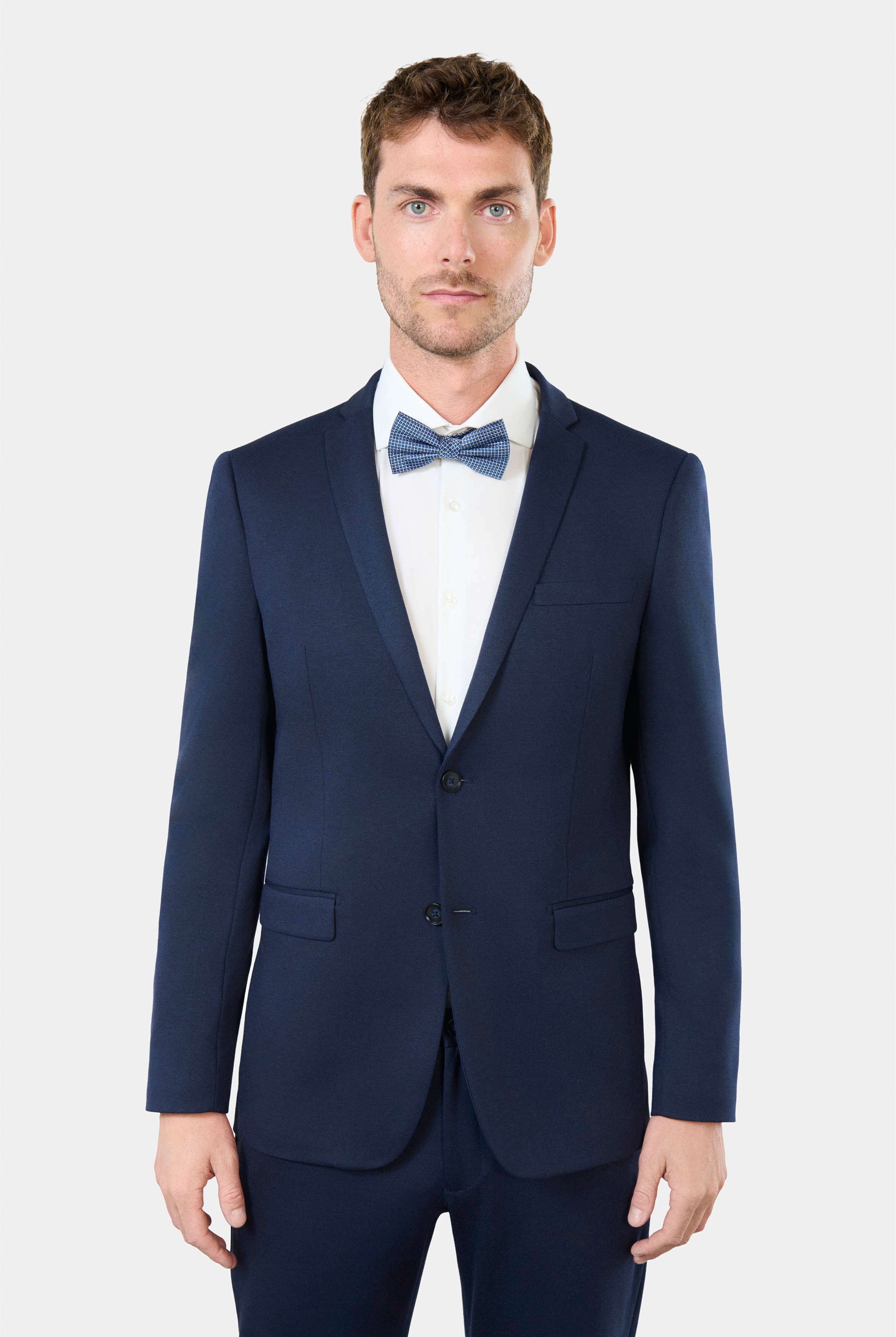 Veste de costume extra-slim en jersey teint en fil Jerem, poche poitrine, simple boutonnage, boutons de poignet