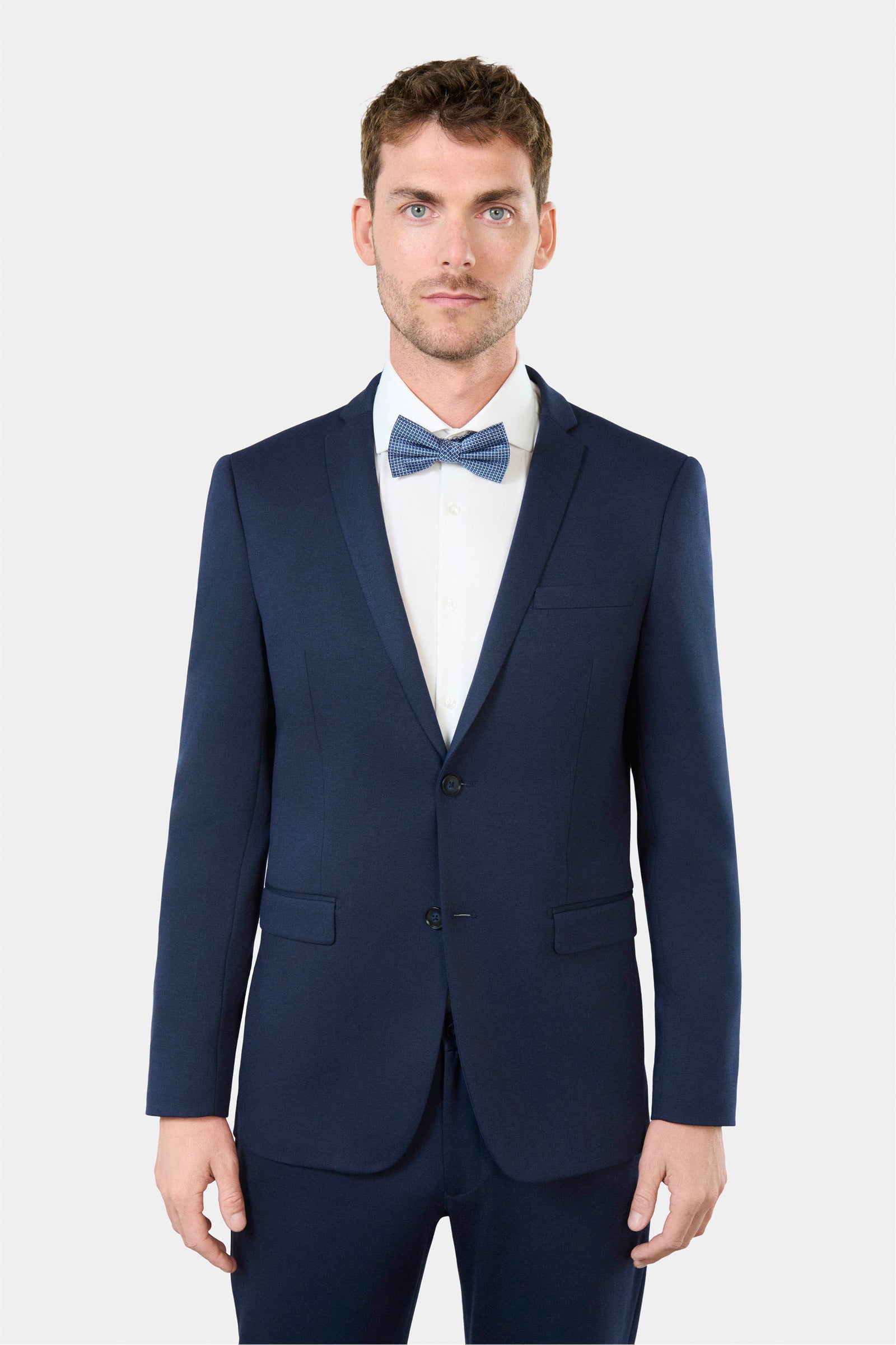 Veste de costume extra-slim en jersey teint en fil Jerem, poche poitrine, simple boutonnage, boutons de poignet