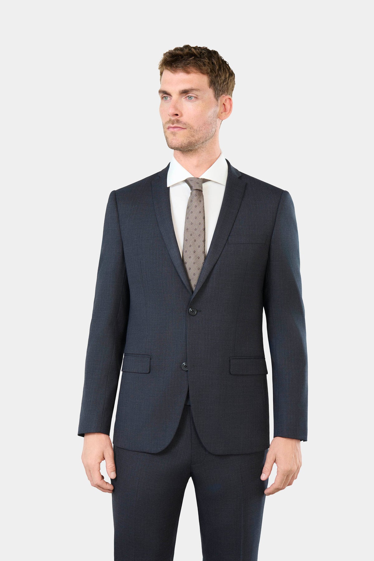 Veste de costume lavable stretch fines rayures Jerem, col cranté, entièrement doublée, poches passepoilées à rabat