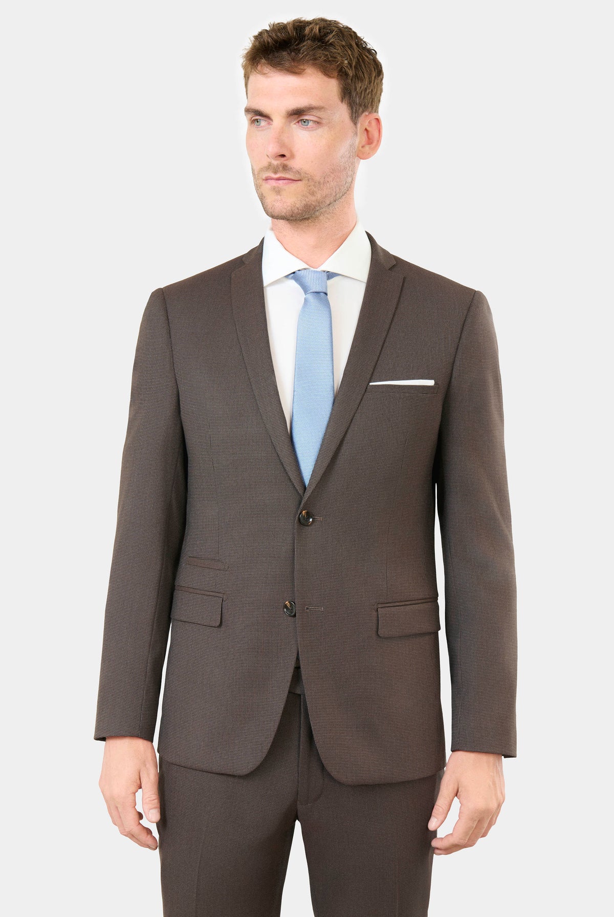 Veste de costume stretch faux-uni discret Jerem, simple boutonnage, boutons de poignet