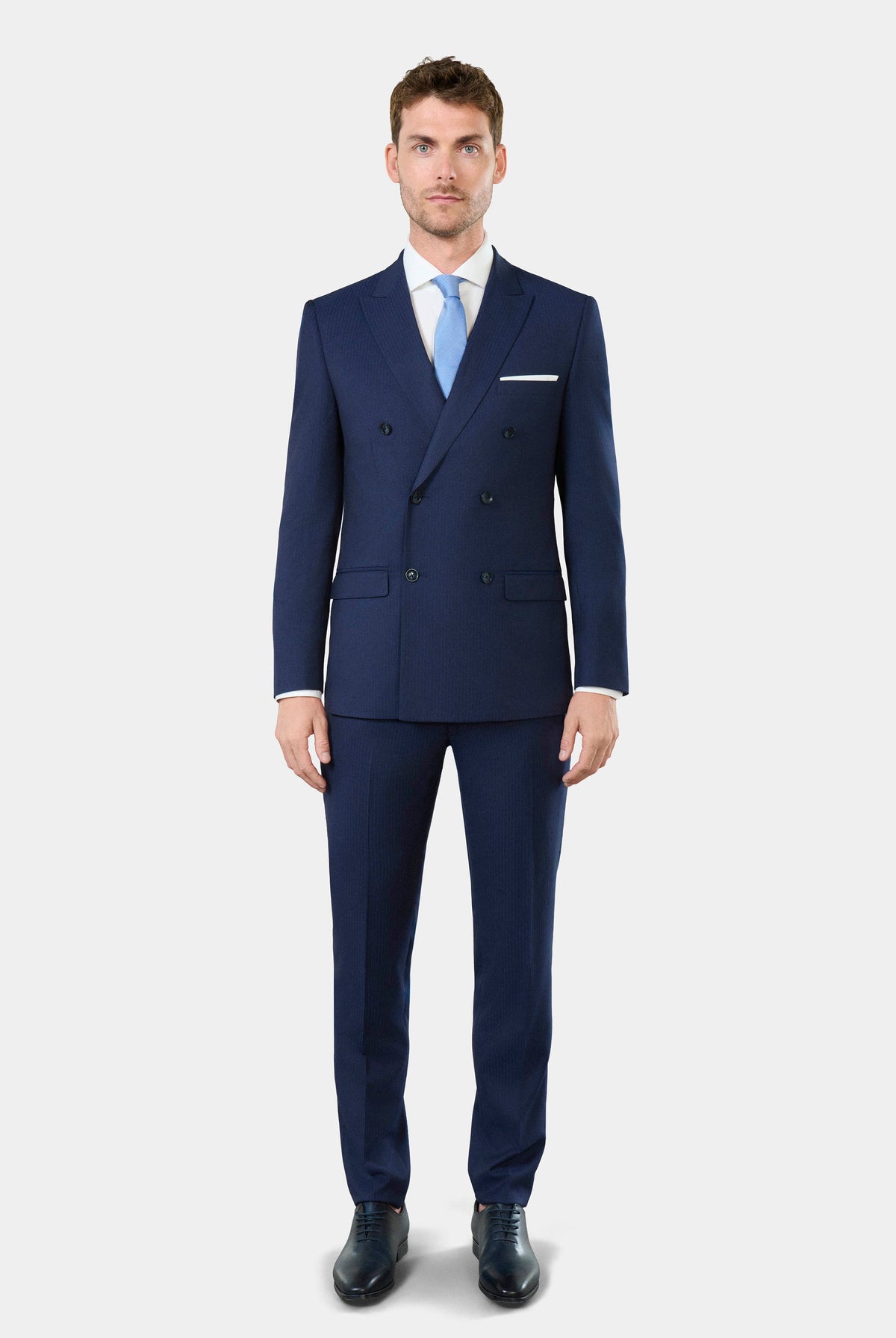 Veste de costume croisée stretch rayures tennis Jerem, entièrement doublée, poches passepoilées à rabat