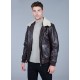 Leather jacket with removable collar