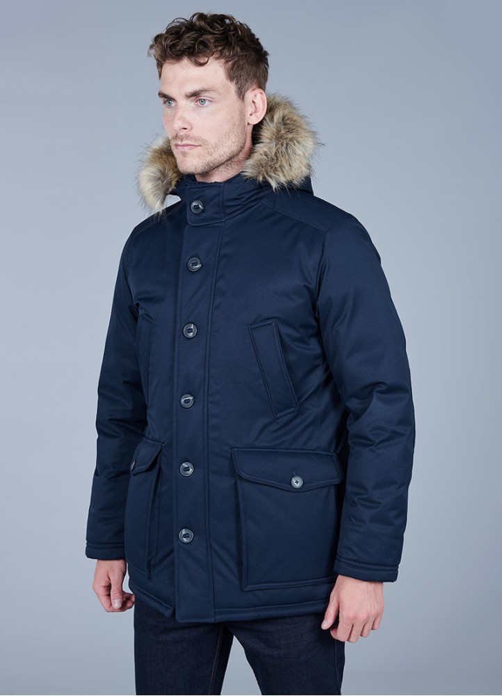 Jacket with removable facing and hood