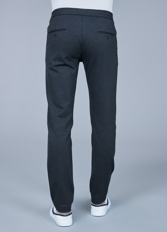 Plain elastic waist trousers