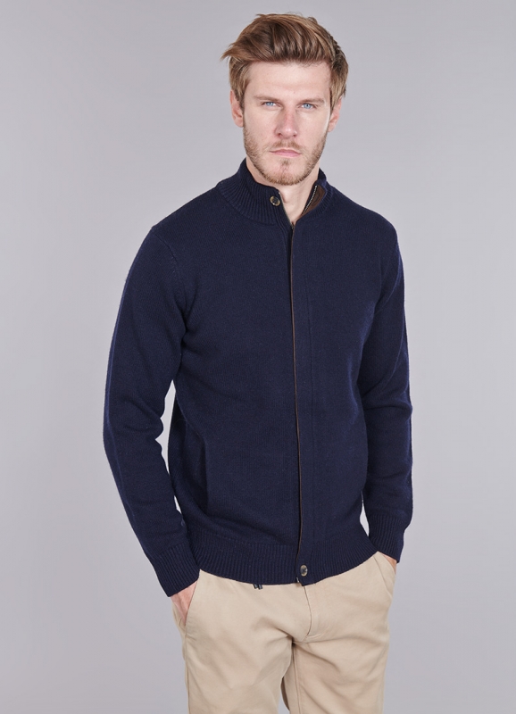 Thick cardigan with stand-up collar