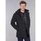 Stretch cotton black coat