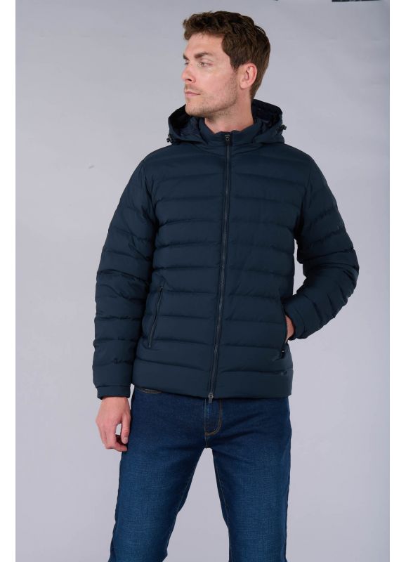 Water-repellent quilted jacket with real down filling