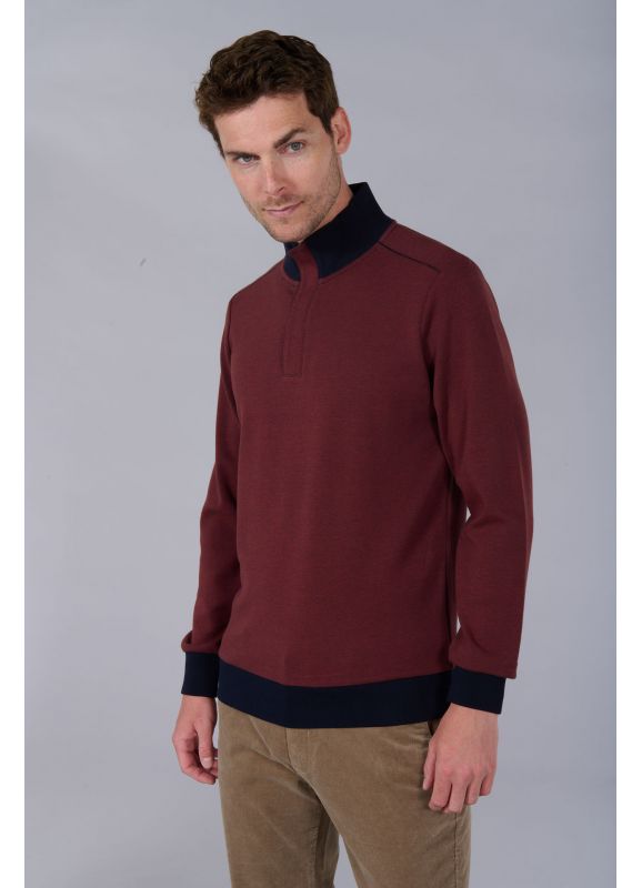 Plain polo with zip high neck