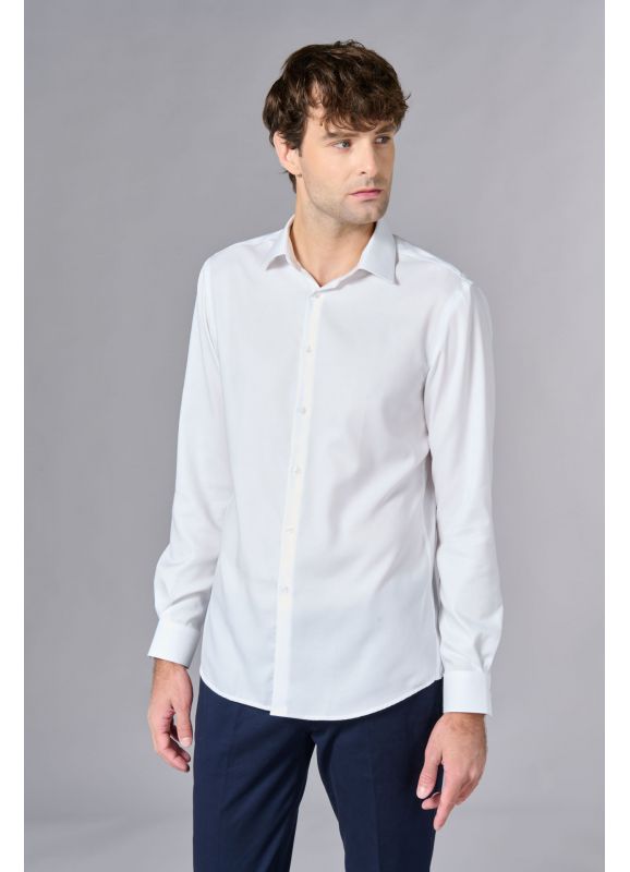 NON-IRON textured cotton shirt – Modern fit