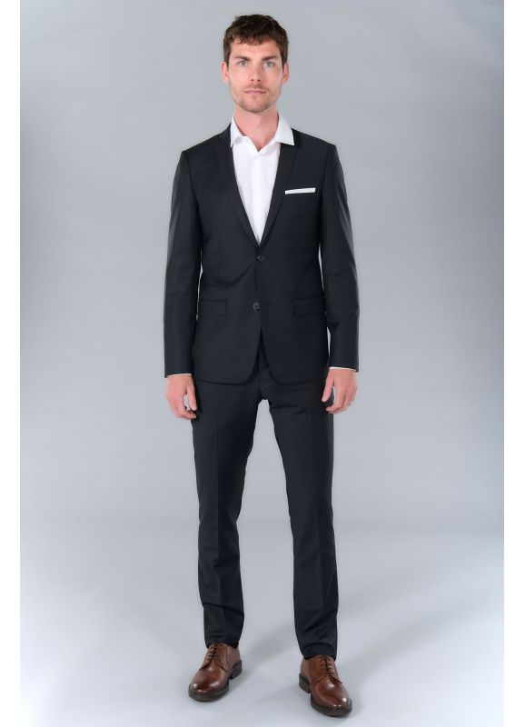 Bi stretch fitted suit blazer in virgin wool blend