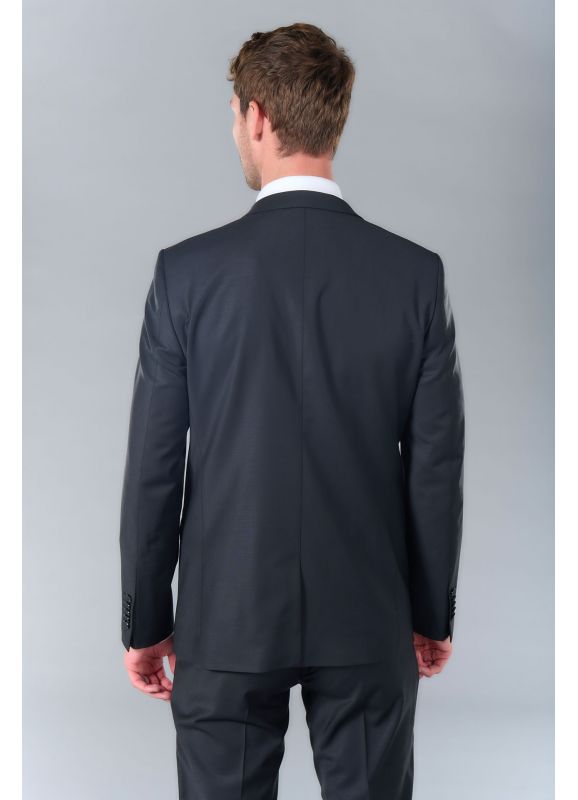 Bi stretch fitted suit blazer in virgin wool blend