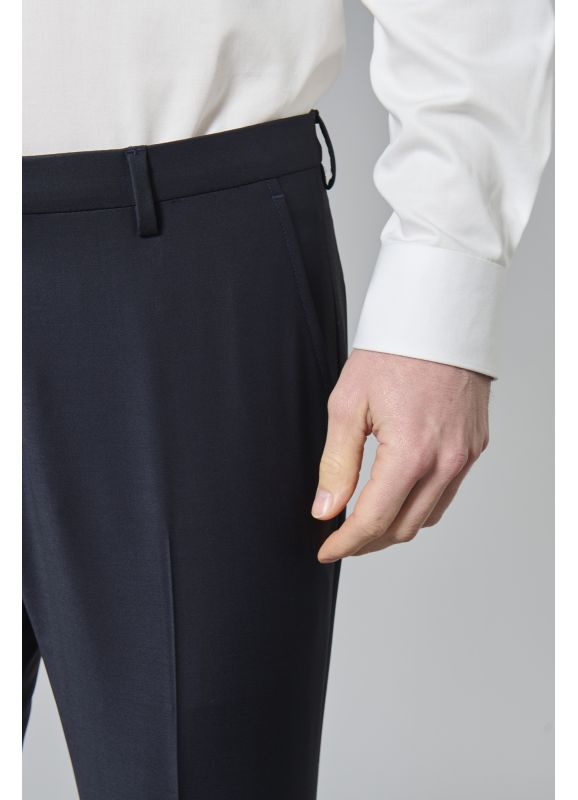 Bi-stretch mixed wool fitted suit pants