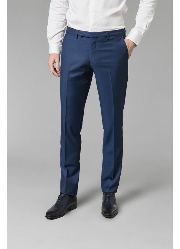 Stretch fitted suit pants in subtle diamond micro-design