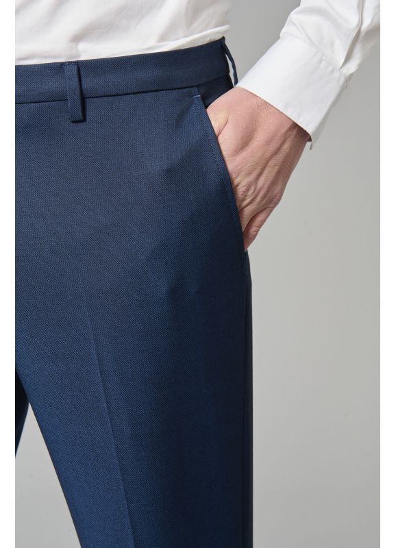 Stretch fitted suit pants in subtle diamond micro-design