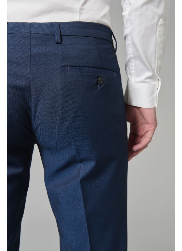 Stretch fitted suit pants in subtle diamond micro-design