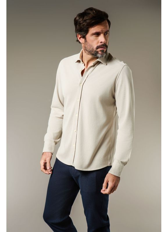 Comfort fit garment dye cotton piqué shirt