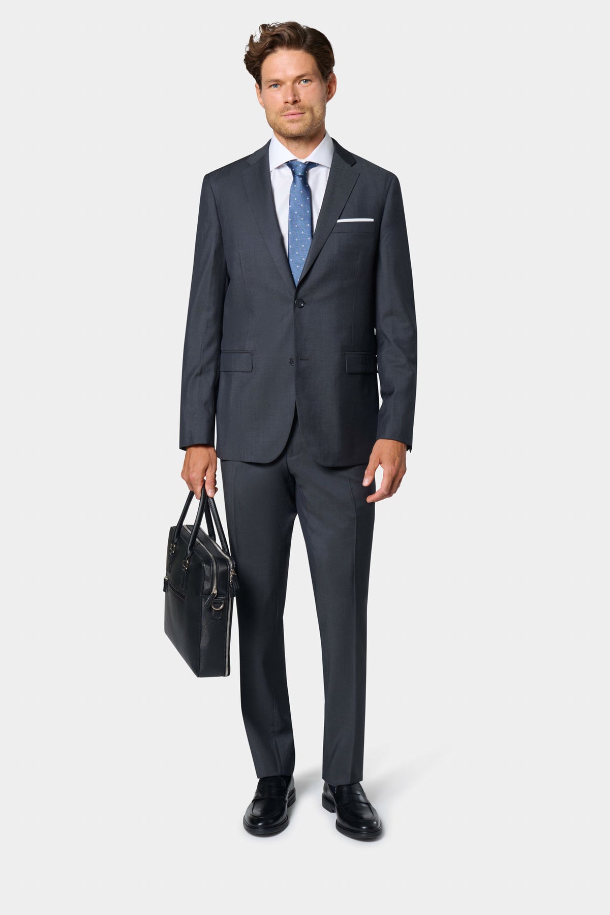 Veste de costume classique sergé de laine vierge Barberis Super 110's — vue de détail