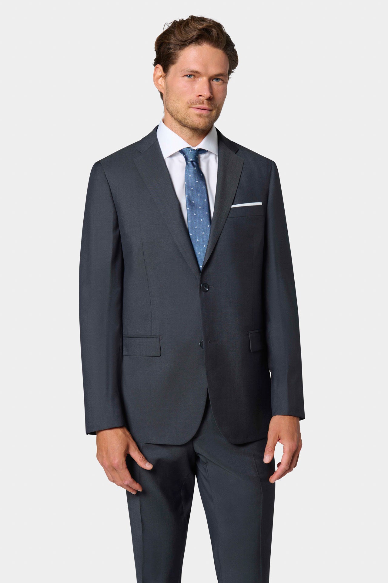 Veste de costume classique sergé de laine vierge Barberis Super 110's — vue de face