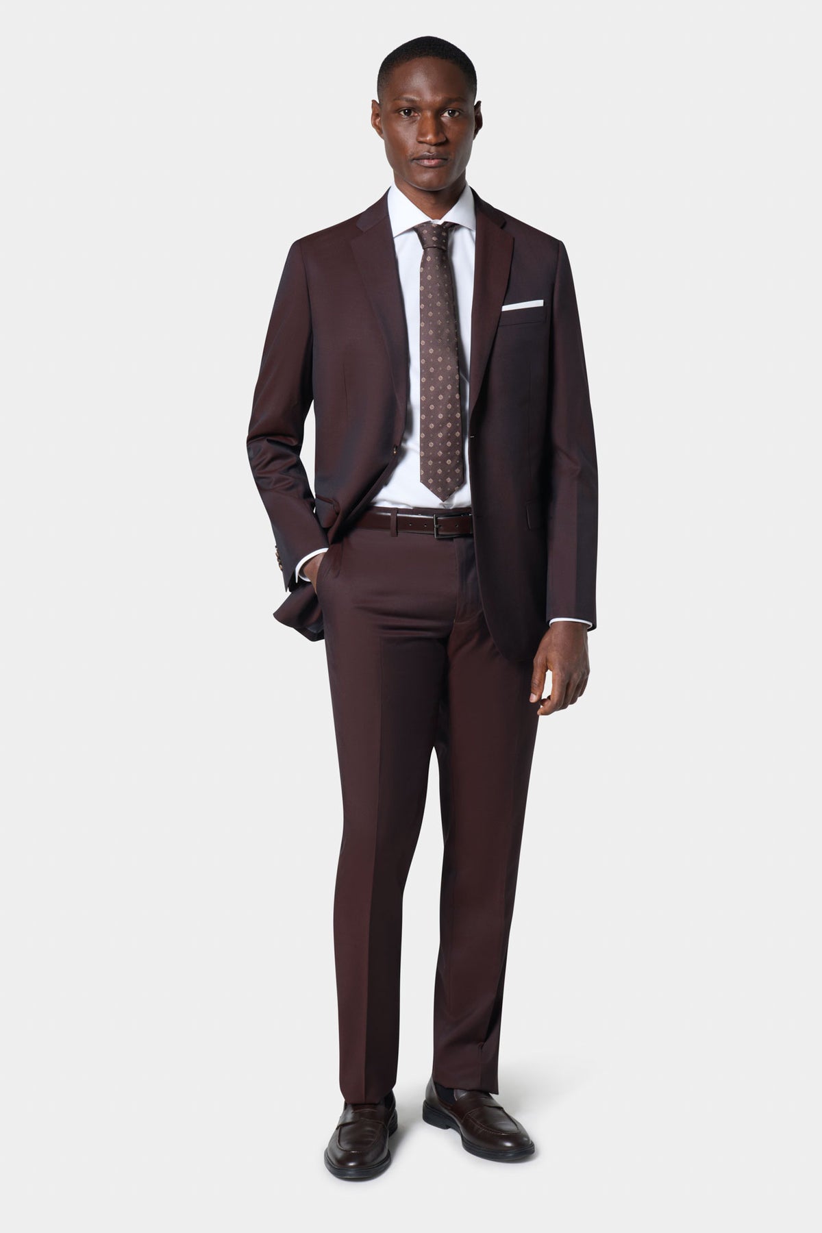Veste de costume classique sergé de laine vierge Barberis Super 110's — détail de la matière