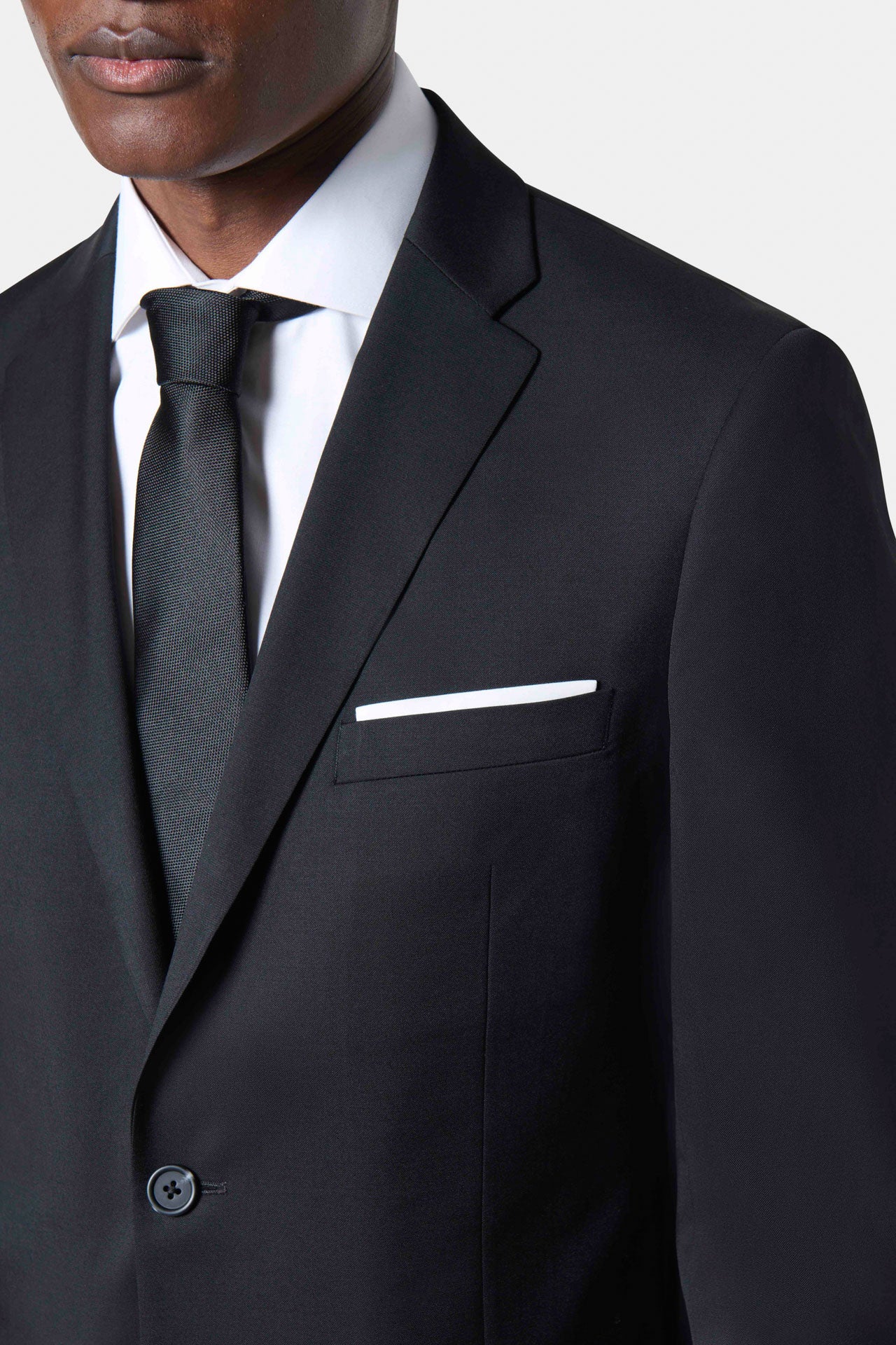 Veste de costume classique sergé de laine vierge Barberis Super 110's — col et finitions
